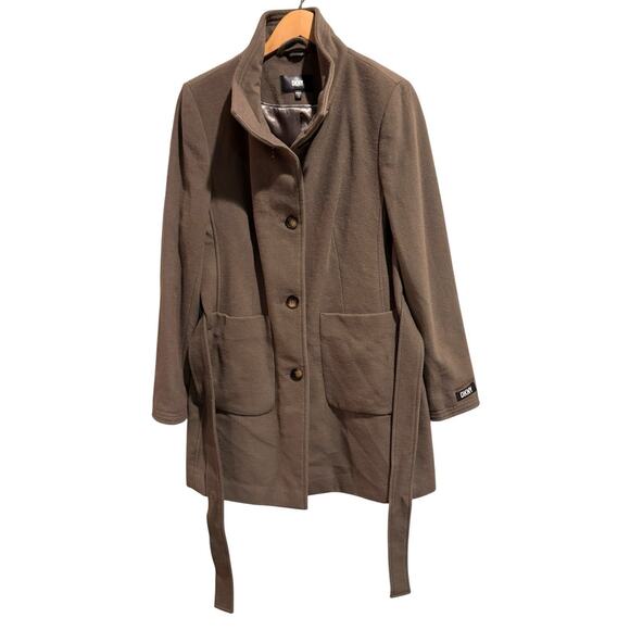 DKNY Womens Wool Blend Peacoat Trench Coat Brown/Green Size Medium - Picture 2 of 14